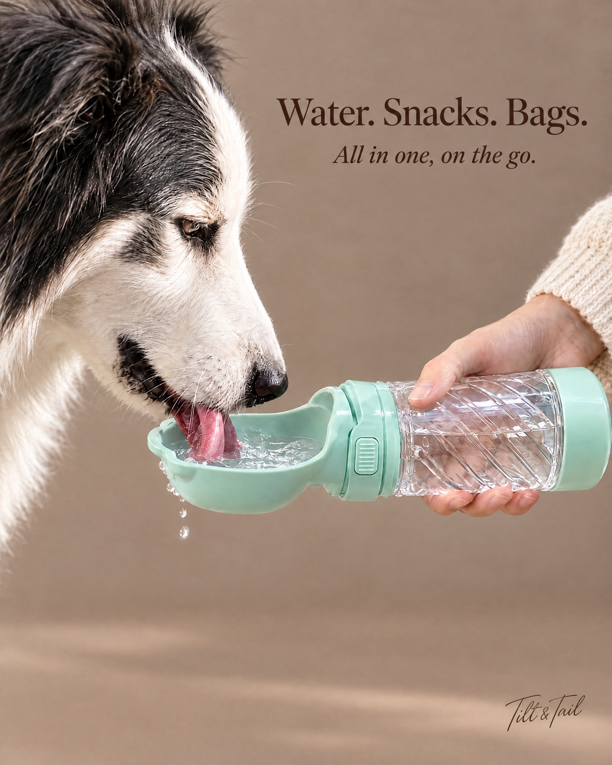 The Walkabout Bottle: Water. Snacks. Bags. All in one, on the go.